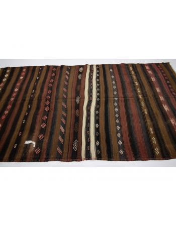 Striped Vintage Turkish Wool Kilim Rug - 5`4" x 9`8"