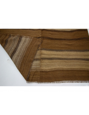 Brown Vintage Striped Turkish Wool Kilim - 5`9" x 9`0"
