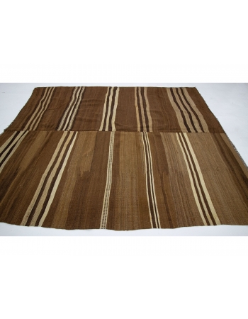 Large Vintage Brown Wool Kilim Rug - 7`10" x 10`1"