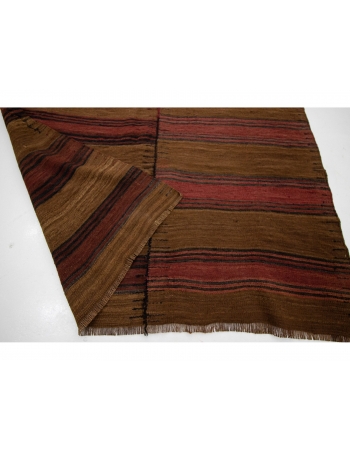 Brown & Burgundy Vintage Wool Kilim Rug - 4`10" x 8`3"