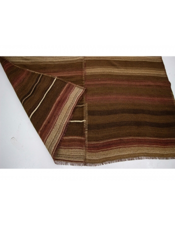 Striped Brown & Burgundy Kilim Rug - 6`3" x 9`6"