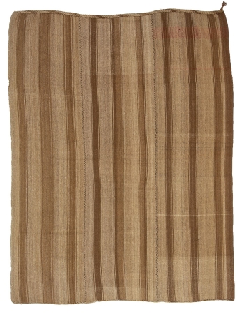 Brown Vintage Natural Wool Kilim Rug - 6`2" x 7`10"