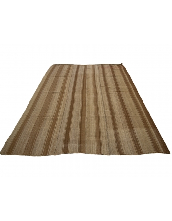 Brown Vintage Natural Wool Kilim Rug - 6`2" x 7`10"