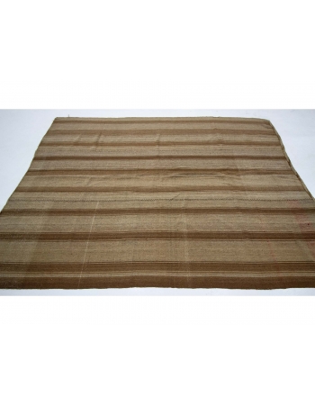Brown Vintage Natural Wool Kilim Rug - 6`2" x 7`10"