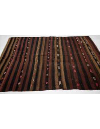 Striped Vintage Turkish Wool Kilim Rug - 5`7" x 8`6"