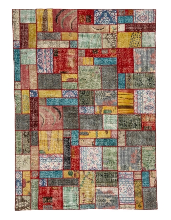 Vintage Colorful Patchwork Rug - 5`9" x 7`11"