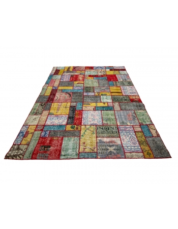 Vintage Colorful Patchwork Rug - 5`9" x 7`11"