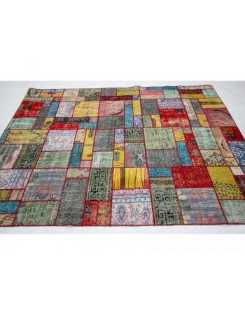 Vintage Colorful Patchwork Rug - 5`9" x 7`11"