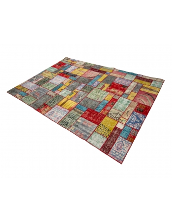 Vintage Colorful Patchwork Rug - 5`9" x 7`11"