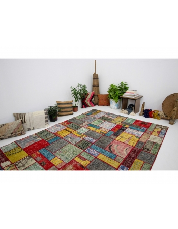 Vintage Colorful Patchwork Rug - 5`9" x 7`11"