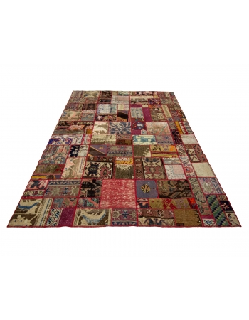 Colorful Vintage Turkish Patchwork Rug - 5`9" x 8`0"