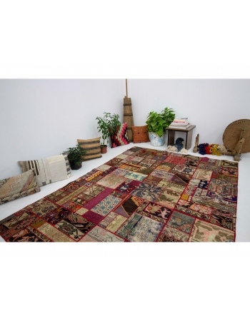 Colorful Vintage Turkish Patchwork Rug - 5`9" x 8`0"