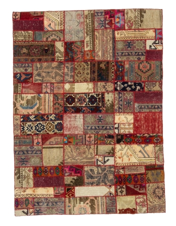 Colorful Decorative Vintage Patchwork Rug - 4`9" x 6`4"