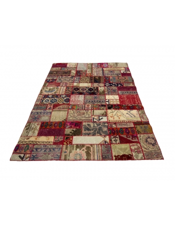 Colorful Decorative Vintage Patchwork Rug - 4`9" x 6`4"