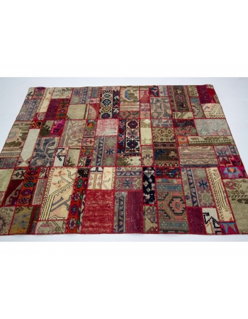 Colorful Decorative Vintage Patchwork Rug - 4`9" x 6`4"