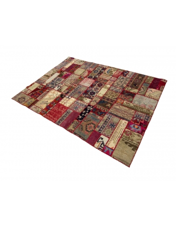 Colorful Decorative Vintage Patchwork Rug - 4`9" x 6`4"