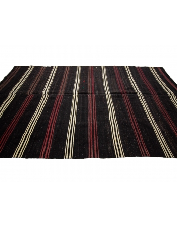 Burgundy & Black Striped Vintage Large Kilim - 8`4" x 13`0"