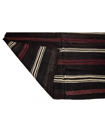 Burgundy & Black Striped Vintage Large Kilim - 8`4" x 13`0"