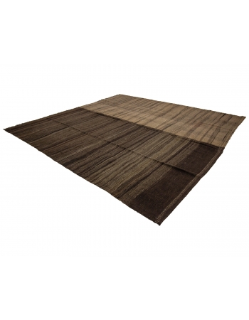 Brown Large Vintage Unique Kilim Rug - 11`7