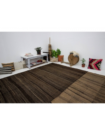 Brown Large Vintage Unique Kilim Rug - 11`7