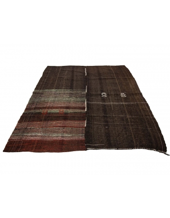 One Of a Kind Vintage Brown Kilim - 7`4