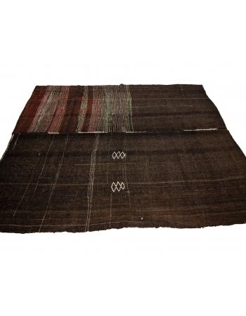 One Of a Kind Vintage Brown Kilim - 7`4