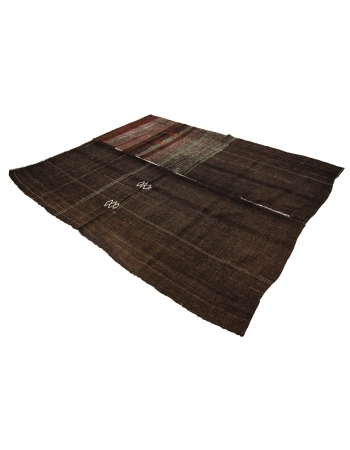 One Of a Kind Vintage Brown Kilim - 7`4