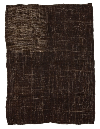 Vintage Modern Dark Brown Kilim Rug - 7`3" x 9`4"
