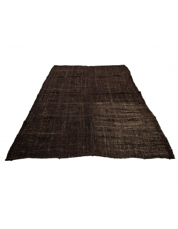 Vintage Modern Dark Brown Kilim Rug - 7`3" x 9`4"