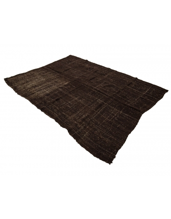 Vintage Modern Dark Brown Kilim Rug - 7`3" x 9`4"