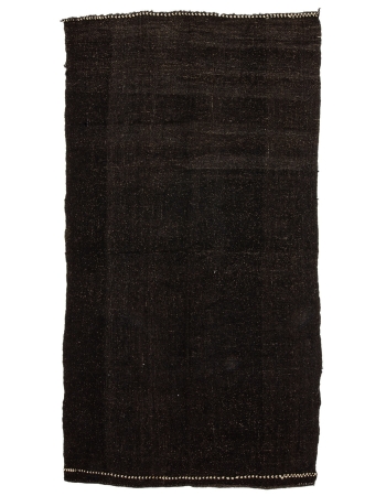 Dark Brown Vintage Goat Hair Kilim Rug - 5`5" x 10`2"