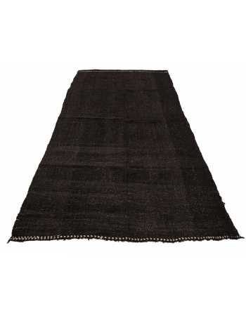 Dark Brown Vintage Goat Hair Kilim Rug - 5`5" x 10`2"