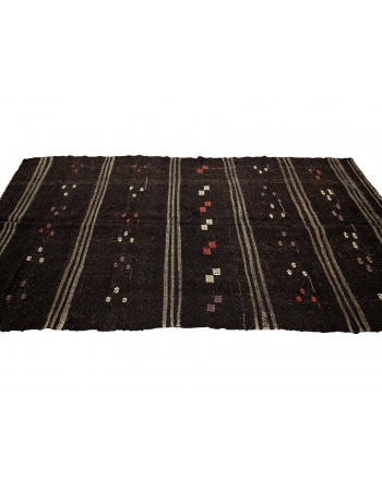 Brown Vintage Embroidered Modern Kilim Rug - 5`7" x 10`8"