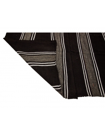 Brown & White Striped Vintage Kilim Rug - 7`7" x 10`4"