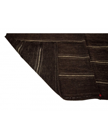 Vintage Striped Brown Square Kilim Rug - 9`0" x 9`6"