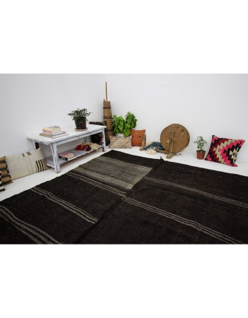 Gray & Black Modern Vintage Kilim Rug - 7`9" x 9`6"