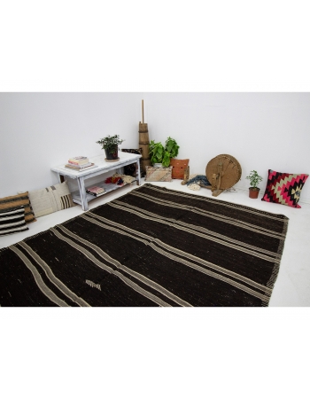 Striped Vintage Handwoven Kilim Rug - 7`5" x 11`8"