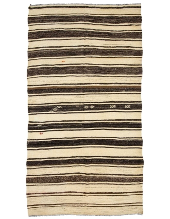 Striped Vintage Turkish Kilim Rug - 6`7" x 12`4"