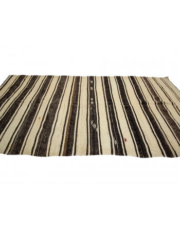 Striped Vintage Turkish Kilim Rug - 6`7" x 12`4"