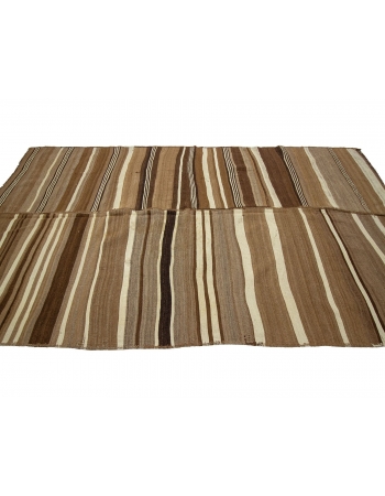 Striped Natural Vintage Brown Kilim Rug - 6`3" x 10`10"