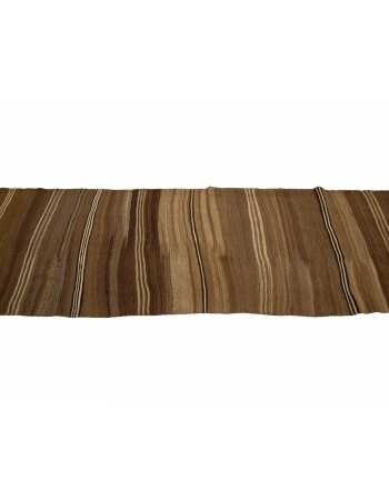 Natural Brown Striped Kilim Runner - 3`5" x 11`8"