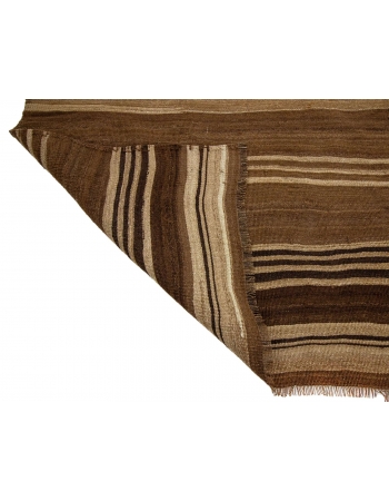 Natural Brown Striped Kilim Runner - 3`5" x 11`8"