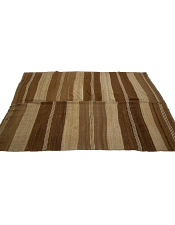 Brown Natural Handwoven Vintage Kilim Rug - 6`7" x 9`8"