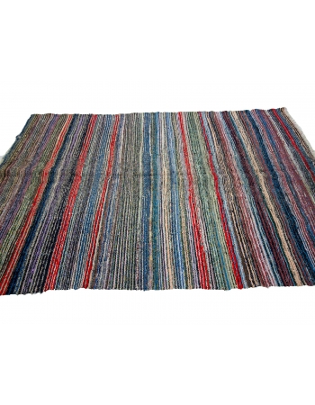 Handwoven Vintage Colorful Rag Rug - 5`3" x 8`0"