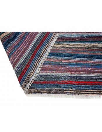 Handwoven Vintage Colorful Rag Rug - 5`3" x 8`0"