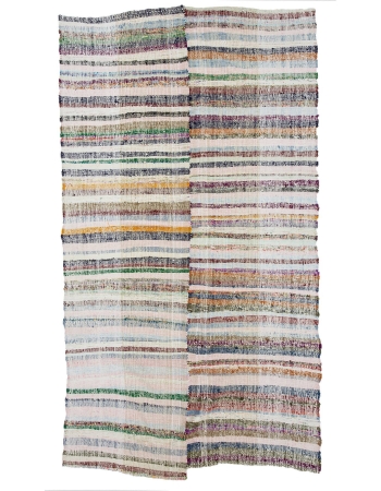 Striped Vintage Turkish Rag Rug - 4`11" x 8`10"