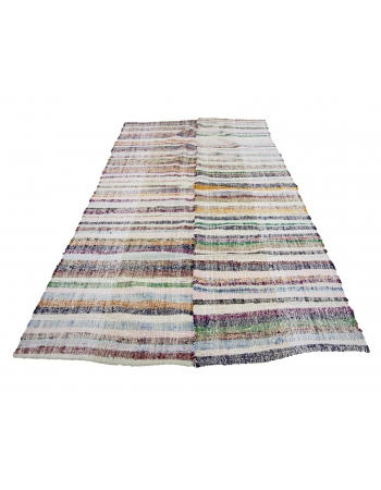 Striped Vintage Turkish Rag Rug - 4`11" x 8`10"