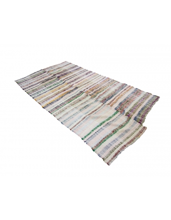 Striped Vintage Turkish Rag Rug - 4`11" x 8`10"