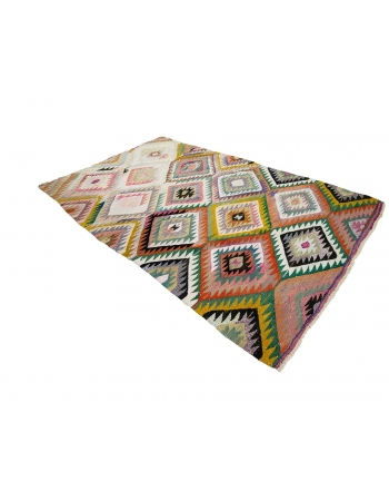 Colorful Vintage Handwoven Kilim Rug - 6`0" x 9`2"