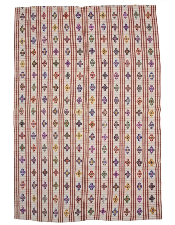 Large Vintage Handwoven Embroidered Kilim - 7`5" x 11`0"